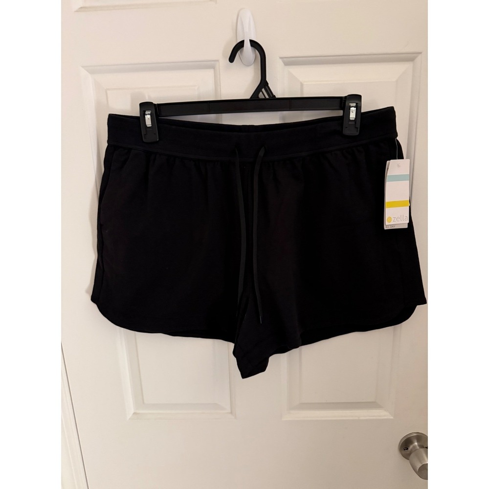 Zella All Day Black Cotton Blend Drawstring Active Shorts Womens XL NWT